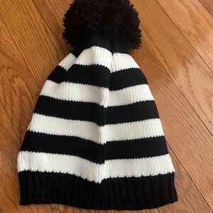 Black and White Striped Kids Beanie